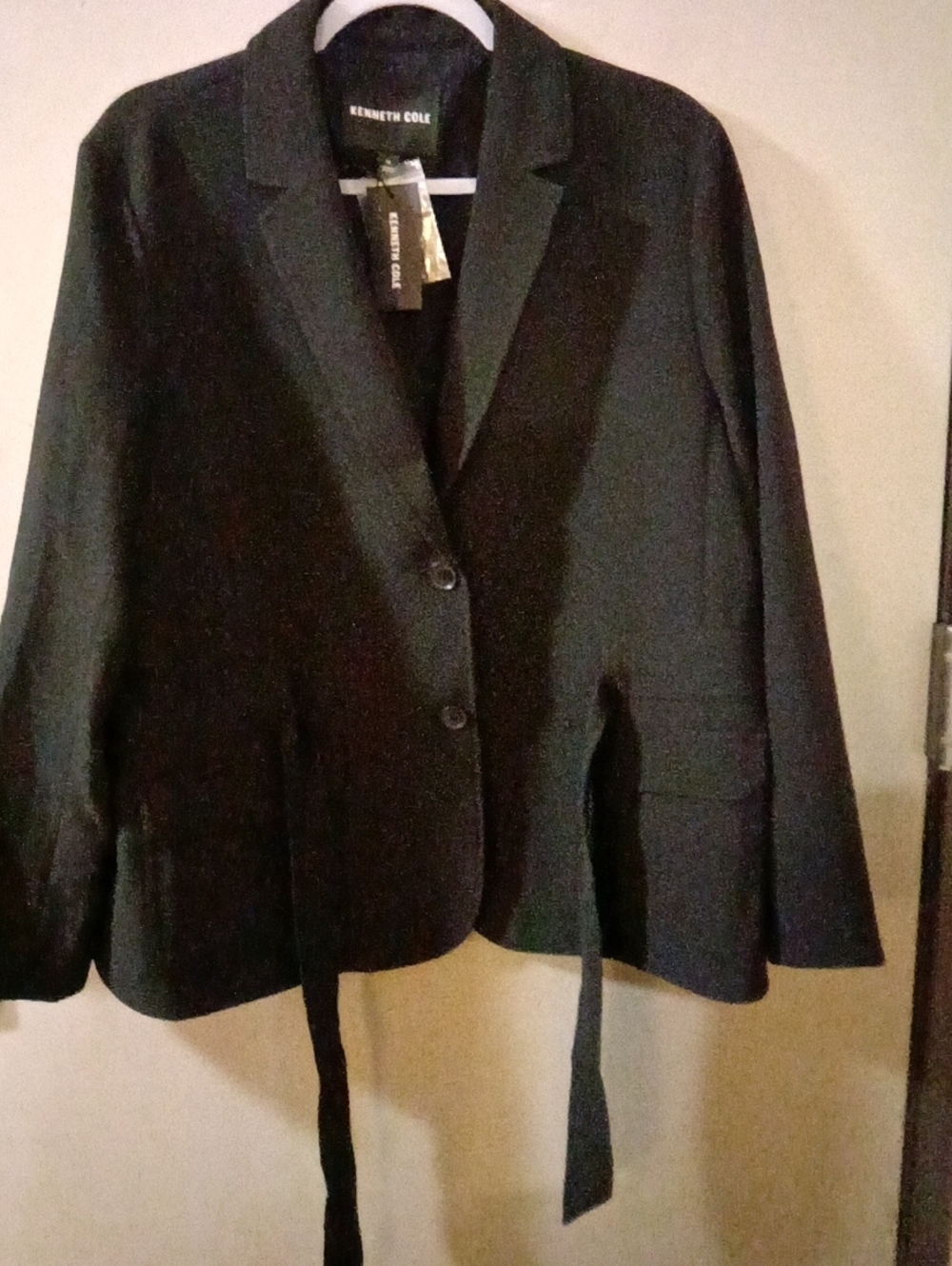 Kenneth Cole Women's Black Tailored Blazer with Waist Ties Tag Price 160.00